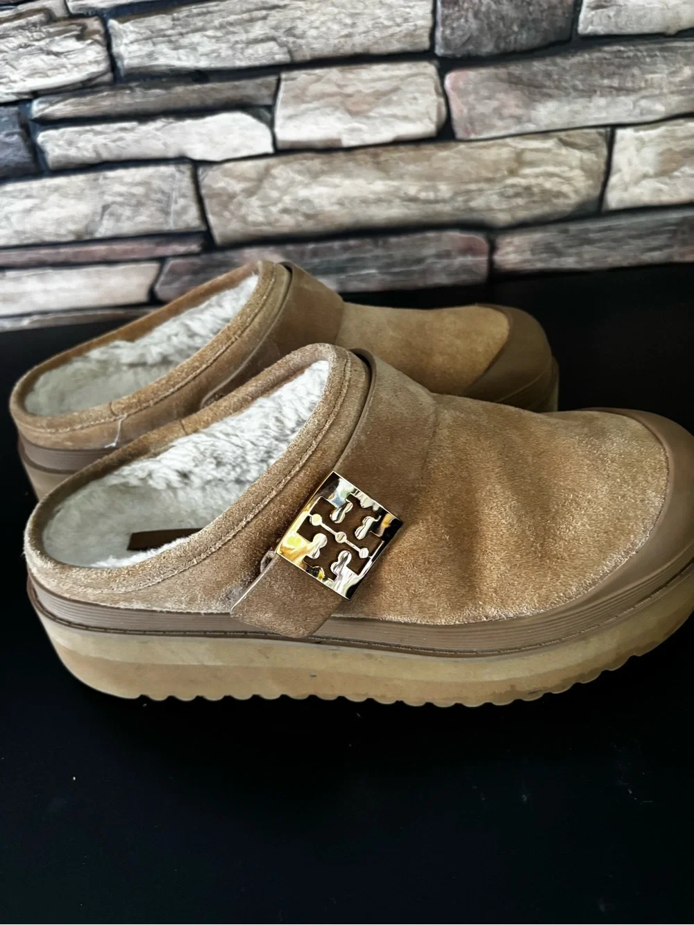 Tory Burch Mellow Shearling Platform Mules
